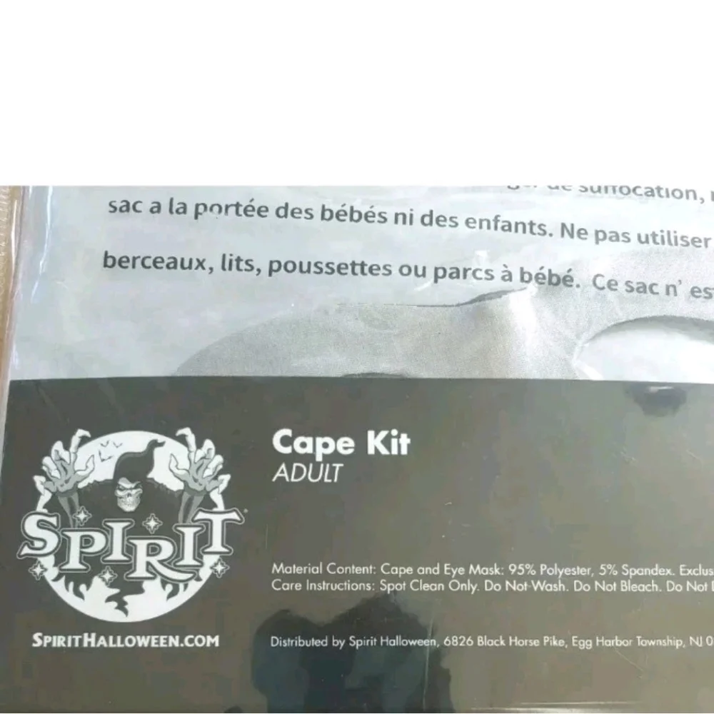 Spirit Halloween 2 Mask Cape Kits Cosplay Costume Party Black & Silver Adult New - Picture 11 of 13